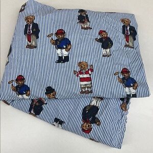 Vintage Ralph Lauren polo bear striped fitted sheet twin size preppy bedding